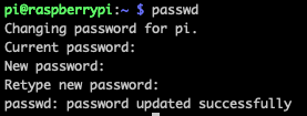 Changing password on the raspberry pi