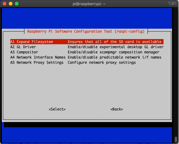 Advanced options for the Raspi-Config tool